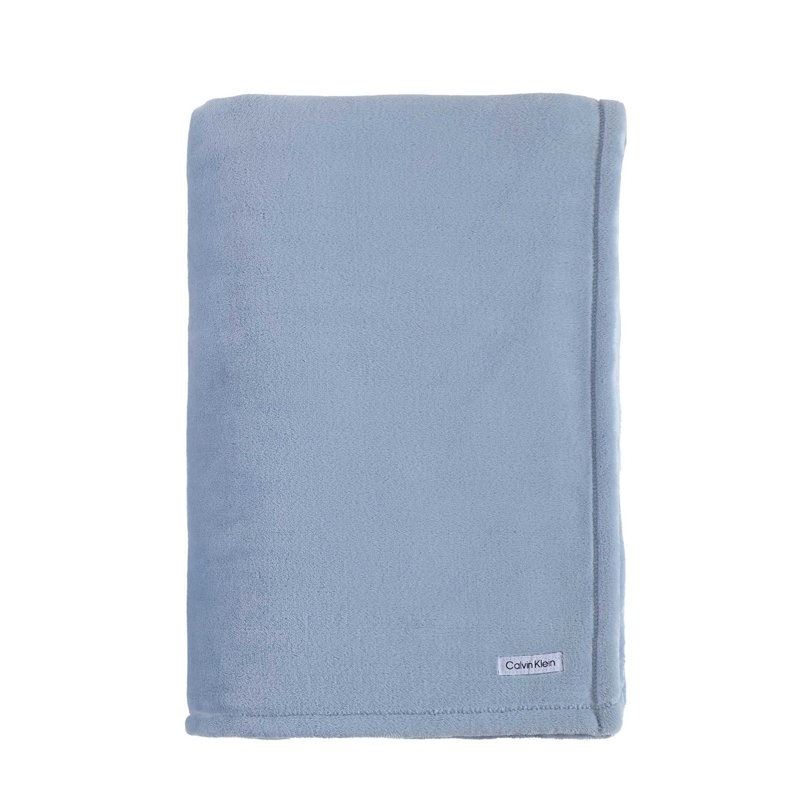 Calvin Klein Core Plush Solid Reversible Blanket, Queen, Blue