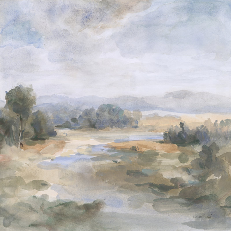 «River Af après-midi» par Danhui Nai, Cadre photo noyer, H 30 po x l 30 po x P 1,25 po, Oui