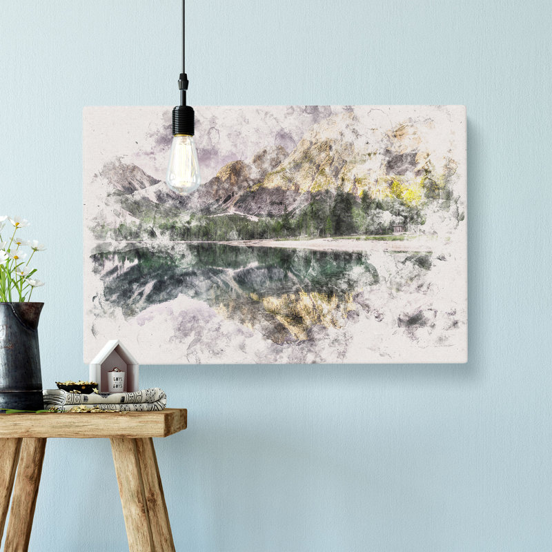 Mountain Beauty Watercolour - Wrapped Canvas, 35cm H x 50cm W x 3cm D