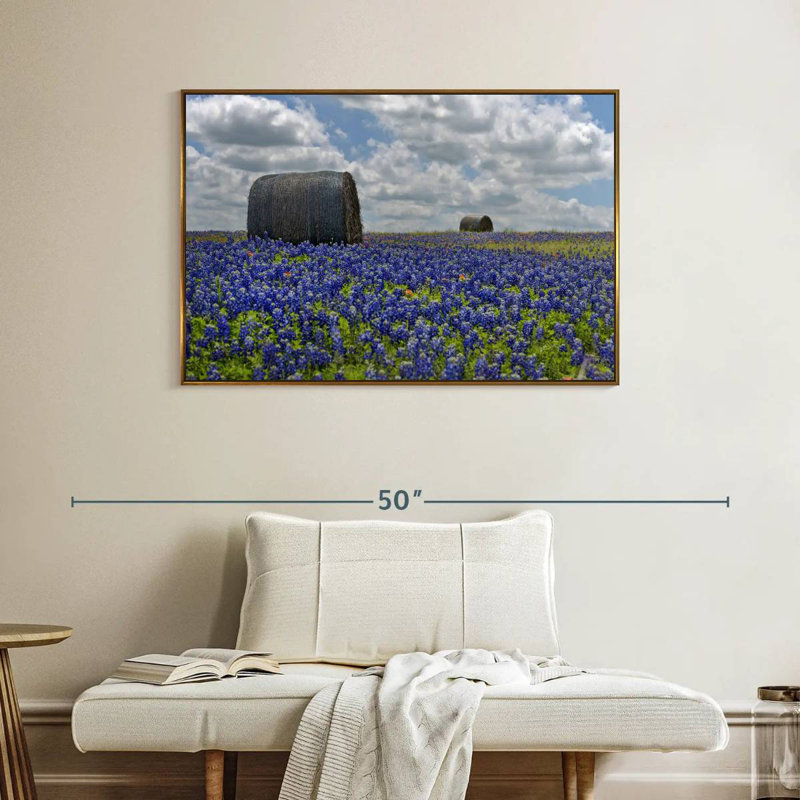 Texas Bluebonnets, Cadre flottant doré, 40 po x 27 po