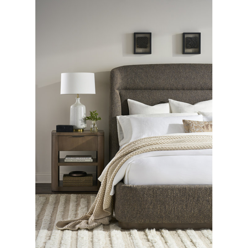 Grandhaven By Michael Weiss Upholstered Wingback Bed, Worthy Snow, Casa Blanca, California King
