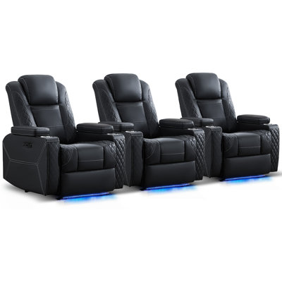 Canapé inclinable électrique avec appui-tête réglable, lumières DEL, accoudoirs de rangement, ports USB et porte-gobelets
