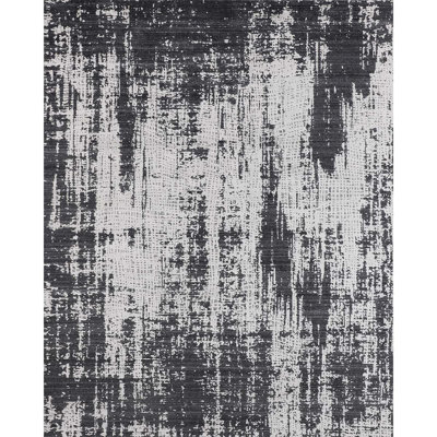Abstract Area Rug in Charcoal/Silver