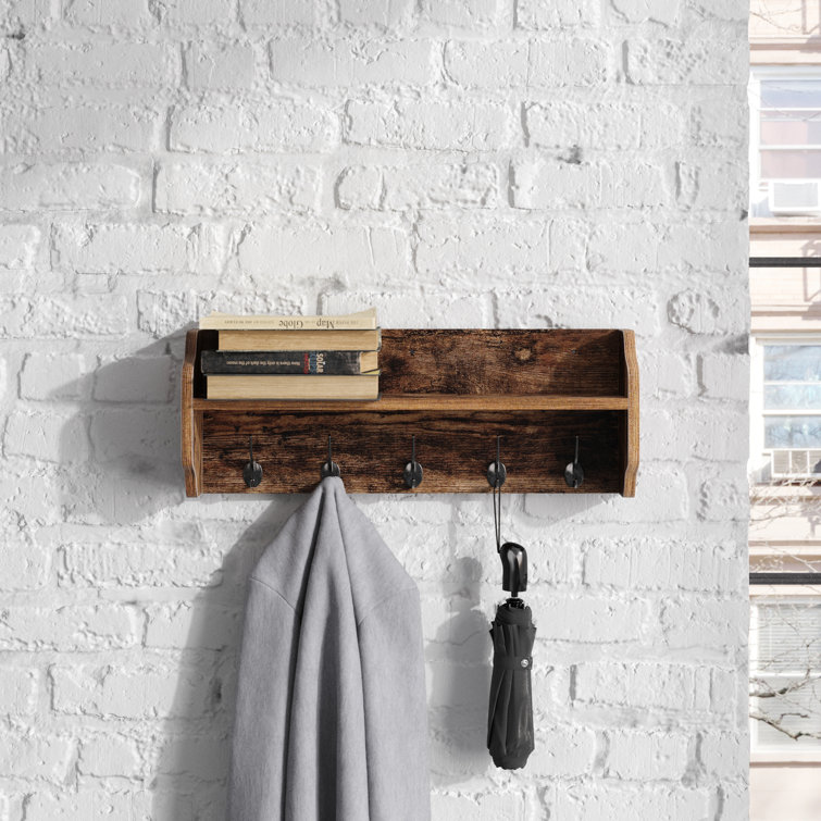 Towel Key Hanger Storage Coat Hook Wall-mounted Coat Rack Wooden