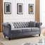Canapé Chesterfield 80 po en velours gris pour salon, canapé 3 places capitonné avec accoudoirs roulés et tête de clou