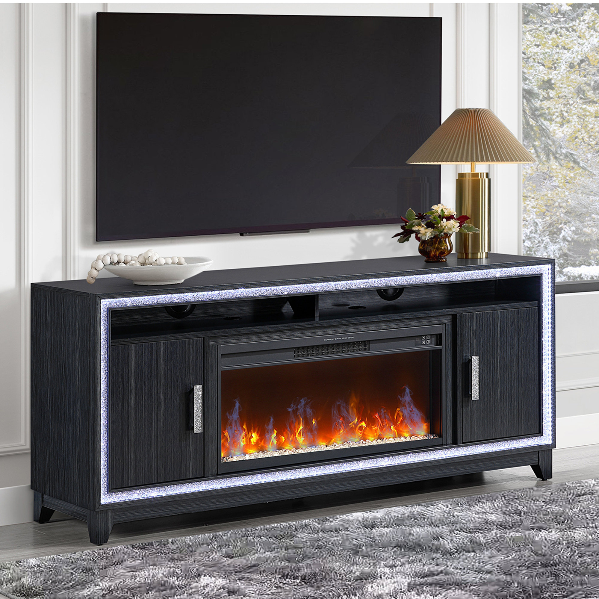 Mercer41 Almera White 72 Inch Fireplace | Wayfair