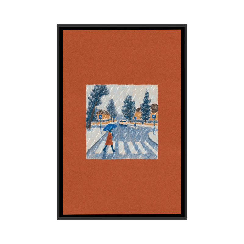 Pluie - reproduction d'art mural - toile encadrée, H 40 po x l 26 po, Noir, Impression encadrée sans passe-partout