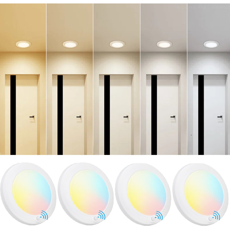 5cct Led Motion Sensor Flush Mount Ceiling Light, Recessed Can & J-box Wired
