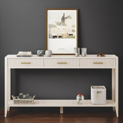 Dishaun 60" Wood Console Table Long Sofa Table with 3 Drawers