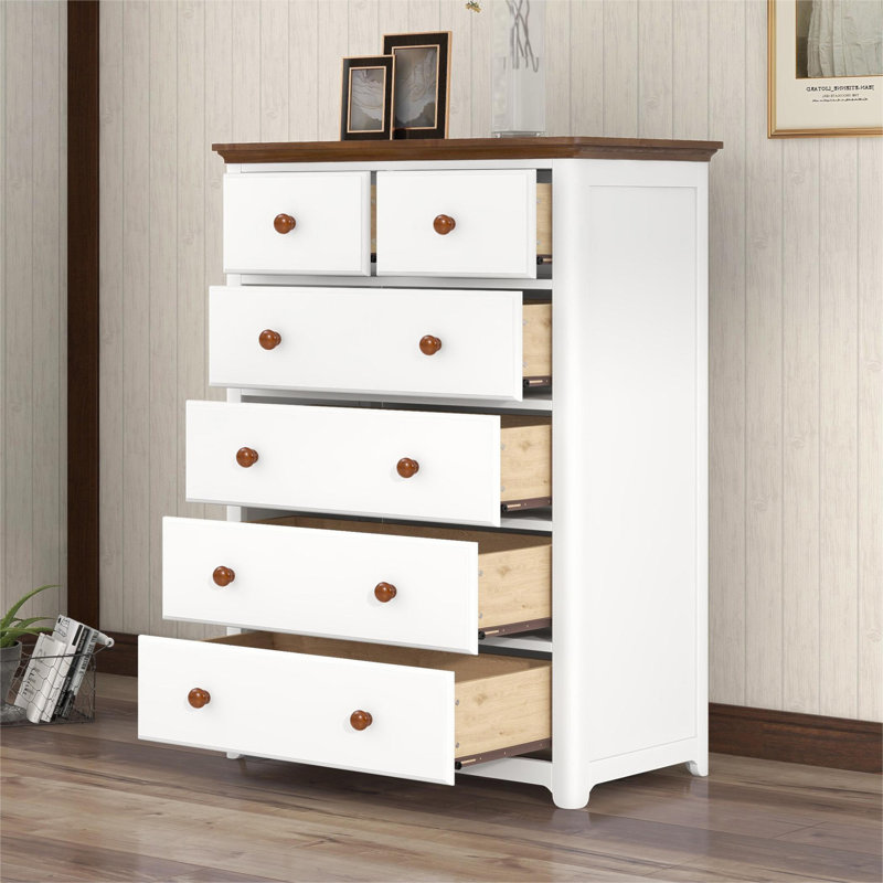Commode 6 tiroirs Vergilica, Blanc