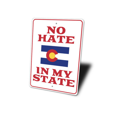 Plaque en aluminium No Hate In My State