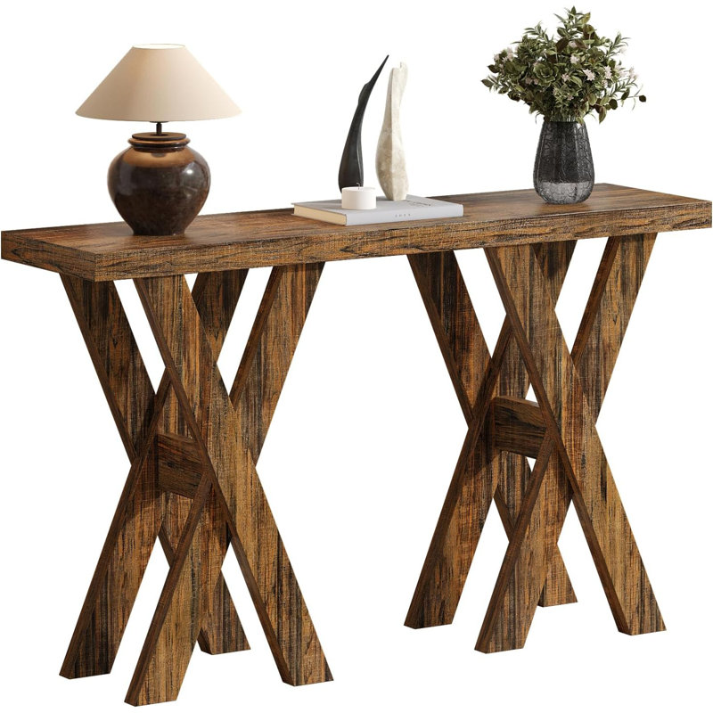 53 Inches Farmhouse Console Table, Narrow Entryway Table, Rustic Behind Couch Table For Hallway, Living Room, Entrance, And Foyer