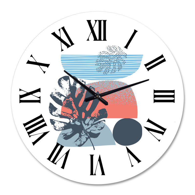 Collage d'art coloré abstrait géométrique IV - horloge murale moderne, Surdimensionné