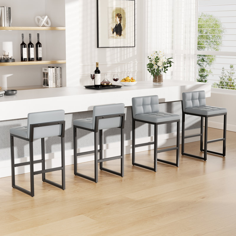 Counter Stool with Metal Frame, Light Grey, 4
