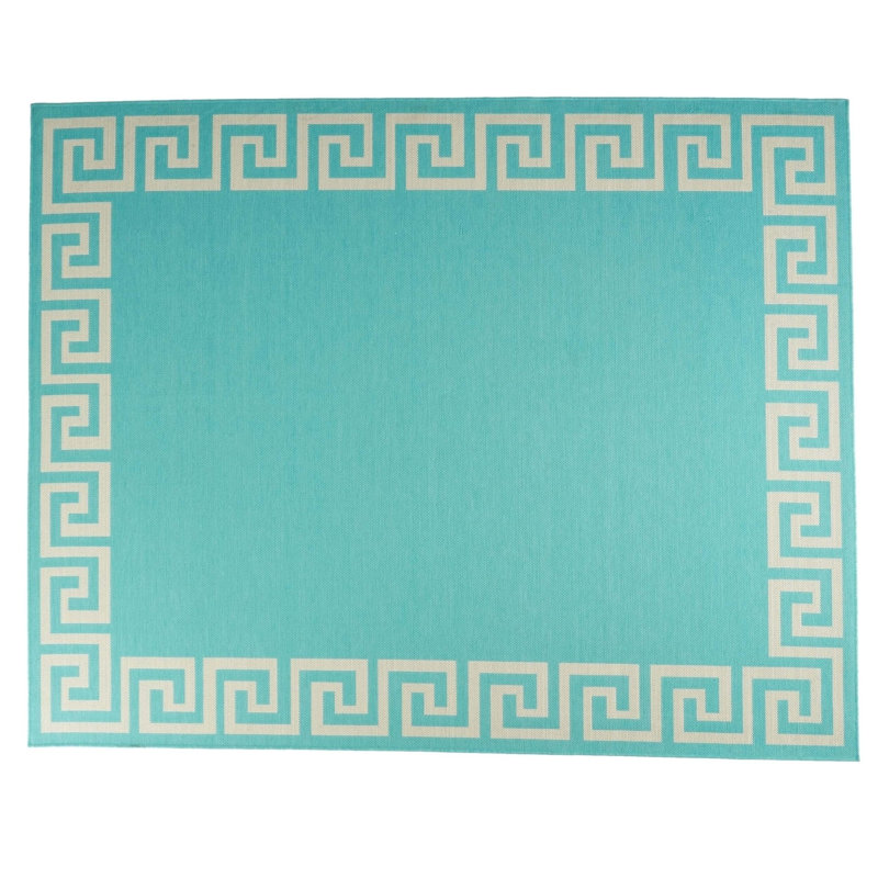 Teal Rectangle Polypropylene 7'10"x10' Rug