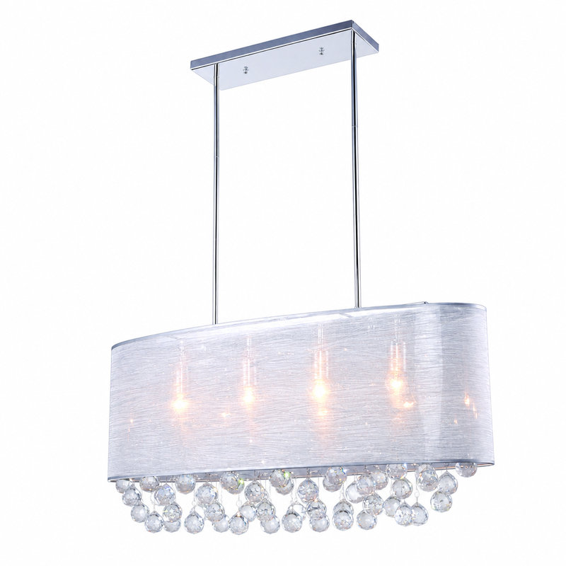 Transitional 4 Light Oval Crystal Pendant