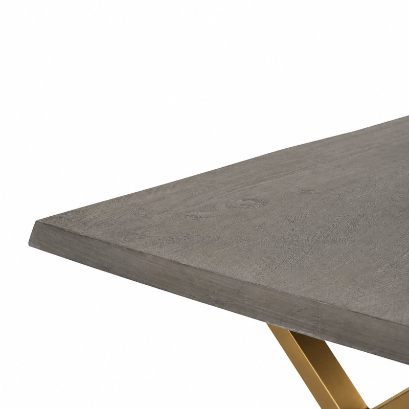 Brooks X Base Dining Table, 29.75"H x 79"L x 40"W, Sandblasted Gray, Brass