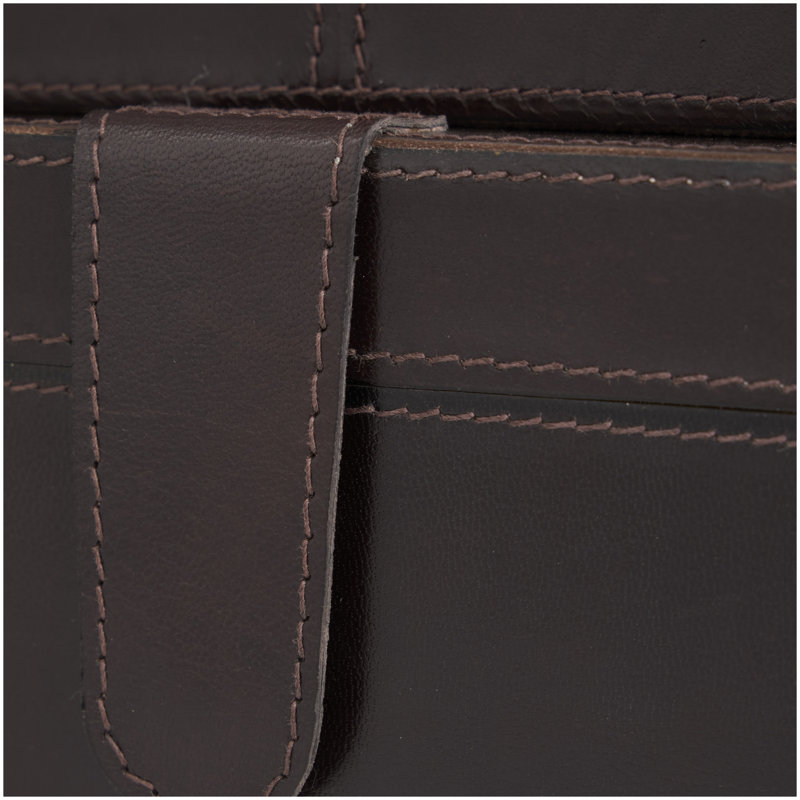 Brownsburg 2 Piece Handmade Faux Leather Decorative Box Set, Dark Brown, 5.3" H x 9.45" W x 11.05" L 