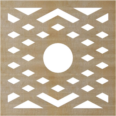 28"OD x 7 1/4"ID x 3/8"T Chevron Wood Fretwork Pierced Ceiling Medallion, Alder