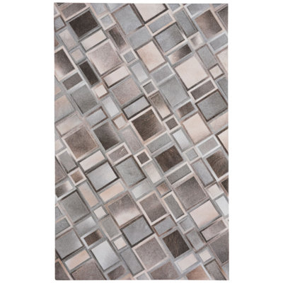 Markesha Performance Flatweave Leather Geometric Indoor Rug