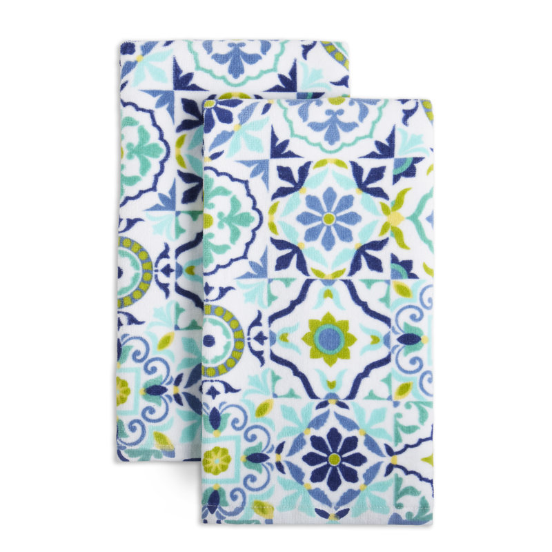 Fiesta Worn Tiles Kitchen Towels Set, Blue