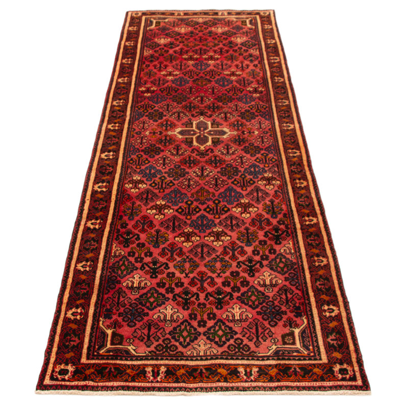 Tapis rouge Kayseri fait à la main de conception unique 3 pi 10 po x 12 pi 10 po