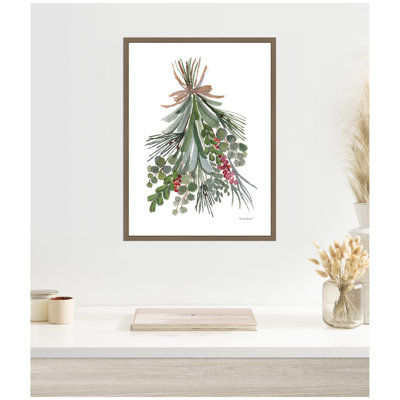 «Mixed Greens Holiday Swag» par Patricia Shaw, reproduction d'art sur toile encadrée