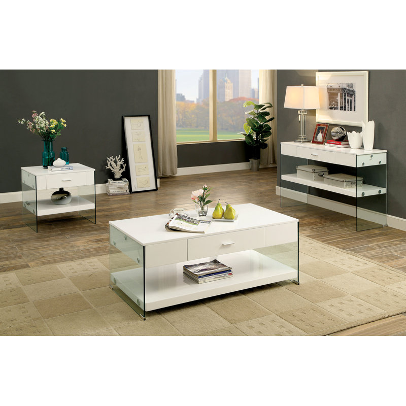 Ensemble de tables basses 3 pièces Hannya, blanc
