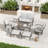 6-Piece Aluminum Patio Conversation Set With Coffee Table, Ottomans And Light Gray Cushions