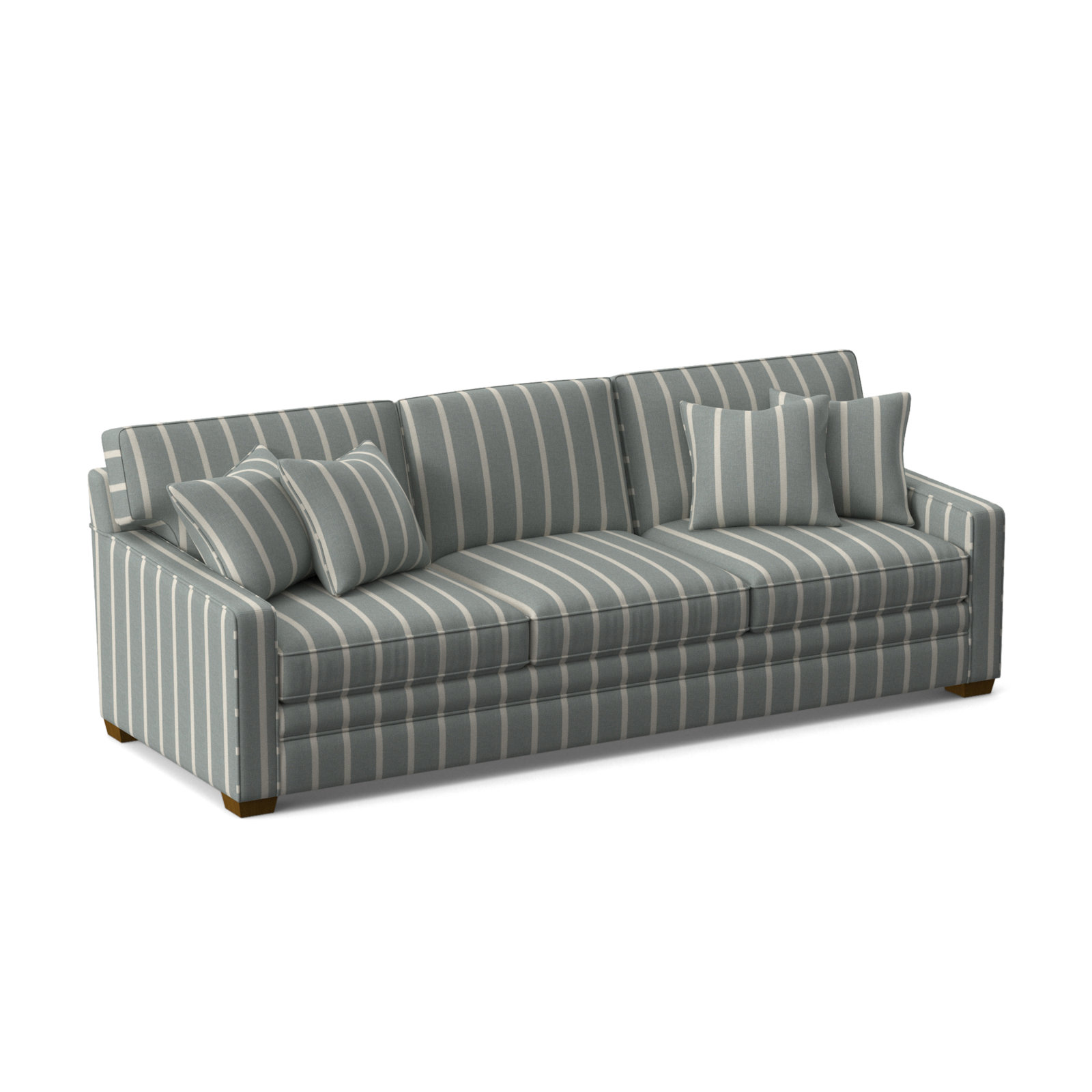 Gramercy Park 93'' Upholstered Sofa, Light Blue and White Stripe; 0256-54, Havana Finish