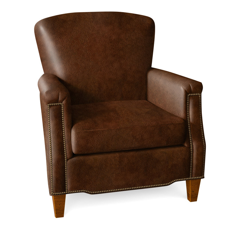 Vincent Armchair, French Natural, New Classiques, Empyrean Mist Genuine Leather