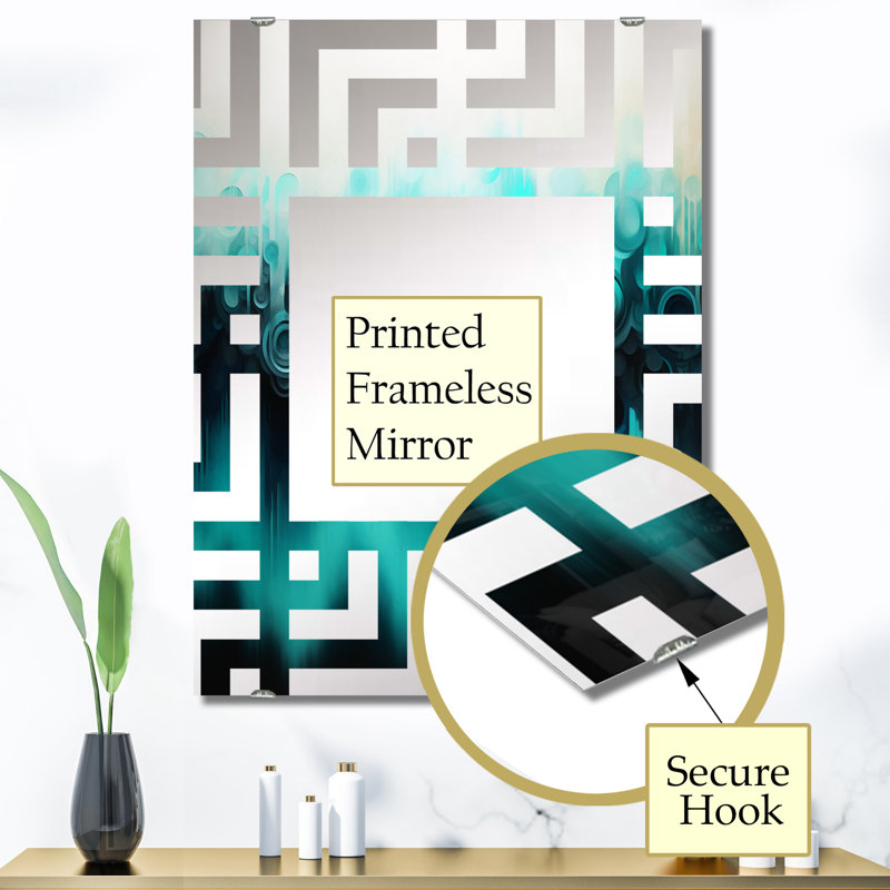 Miroir mural abstrait bleu et noir à motif ondulé I - Autre MIR137732, 40 po x 30 po