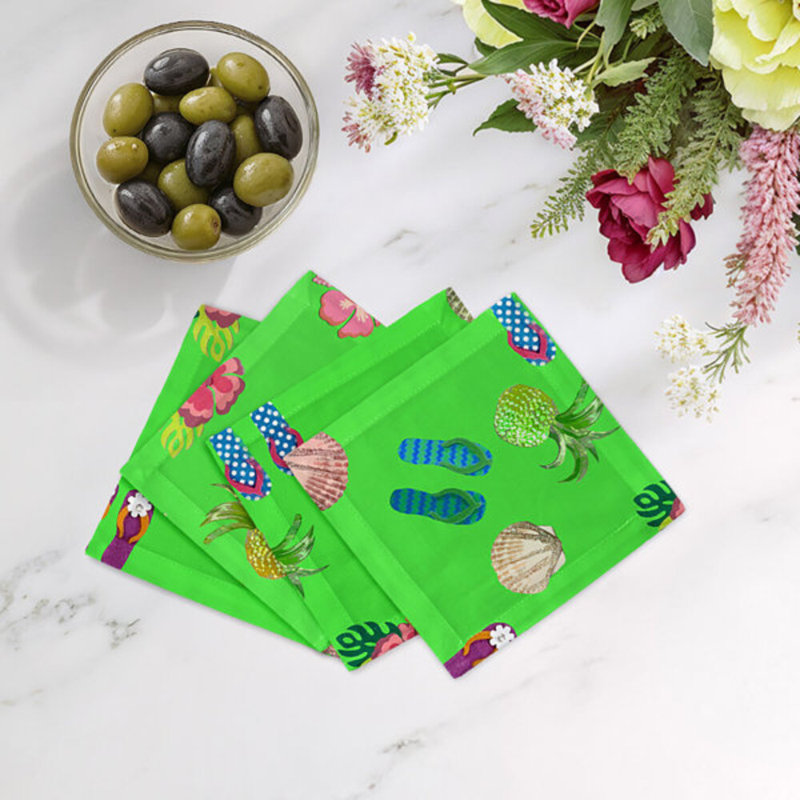 Cotton Blend Square Napkins, Bright Green
