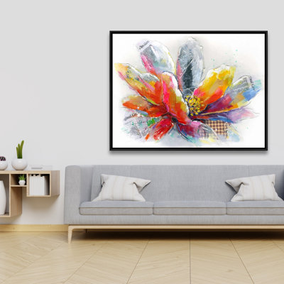 Abstract Flower With Texture Print On Canvas