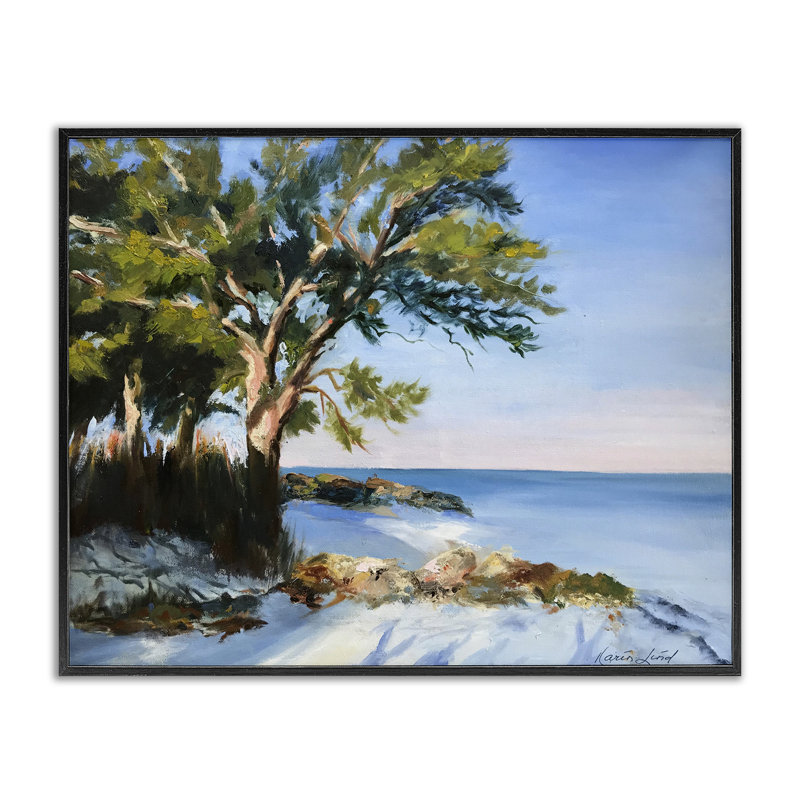 «White Sand Beach», art de la giclée encadrée par Karen Lind, Giclée encadrée noir minuit, H 11 po x l 14 po