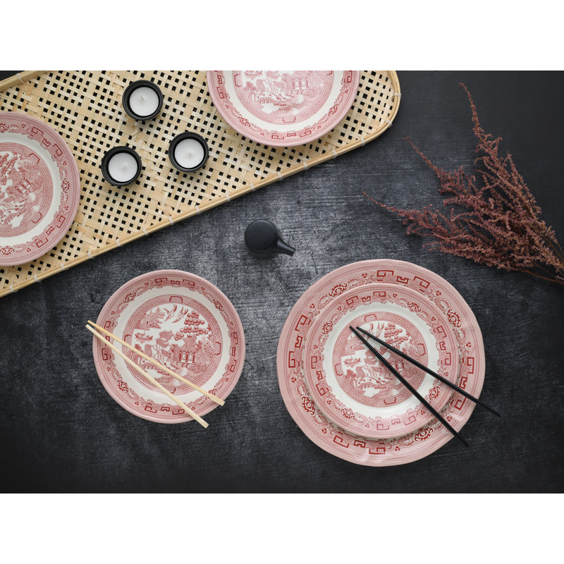 China Town 18 Piece Stoneware Dinnerware Set, White/Opaline
