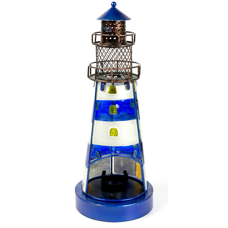 Tabletop Lantern, Red/White/Brown
