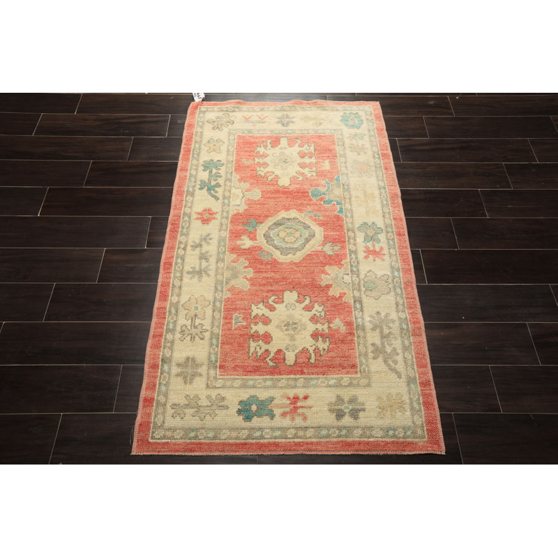 Tapis transitionnel Oushak en laine noué à la main 3 x 5