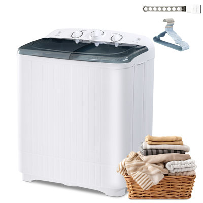 Machine à laver portable avec support de séchage et 10 cintres, mini machine à laver compacte de 22 lb, laveuse à cuve simple de 13 lb et essoreuse de 9 lb, laveuse à linge avec pour appartement, dortoir, véhicule récréatif, noir