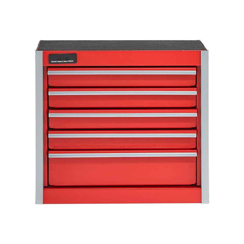 Mini boîte à outils rouge de 8,6 pouces, 5 tiroirs pour petits outils et bijoux, glissière de tiroir lisse, boîte en métal avec tiroirs contre les égratignures, rangement sur l'établi, extension de la fonctionnalité des différents articles, étable