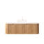 Meuble-lavabo de 122 cm (48 po) avec lavabo rond en verre transparent, rangement en contreplaqué, 2 tiroirs, système de fermeture amortie, armoire en bois naturel à rayures 3D, facile à nettoyer