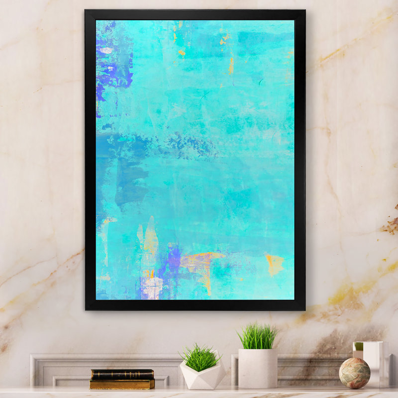 «Blue and Gray Abstract Merging» - Art mural moderne et contemporain sur toile, Impression noire sur toile encadrée