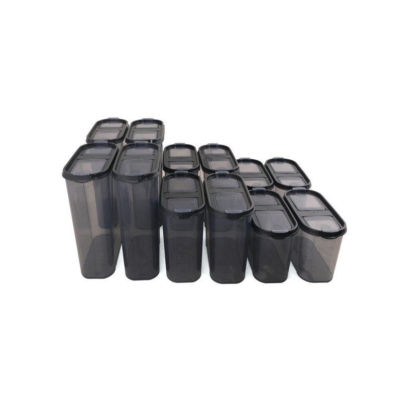 Ensemble de boîtes de rangement polyvalentes, anthracite | 100% plastique sans BPA | Comprend 4 boîtes (3,5 x 7,5 x 9,3 po, 94,6 oz liq.), 4 boîtes (3,5 x 7,5 x 6,7 po, 67,6 oz liq.), 4 boîtes (3,5 x 7,5 x 5,0 po, 47,3 oz liq.) | Va au lave-vaisselle, idéal pour organiser la maison et le bureau