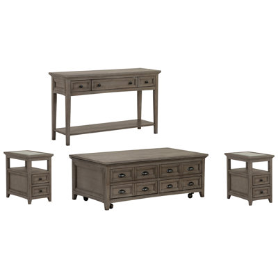 Lift Top Storage Caster Cocktail Table With 2 Chairside End Table And Sofa Table