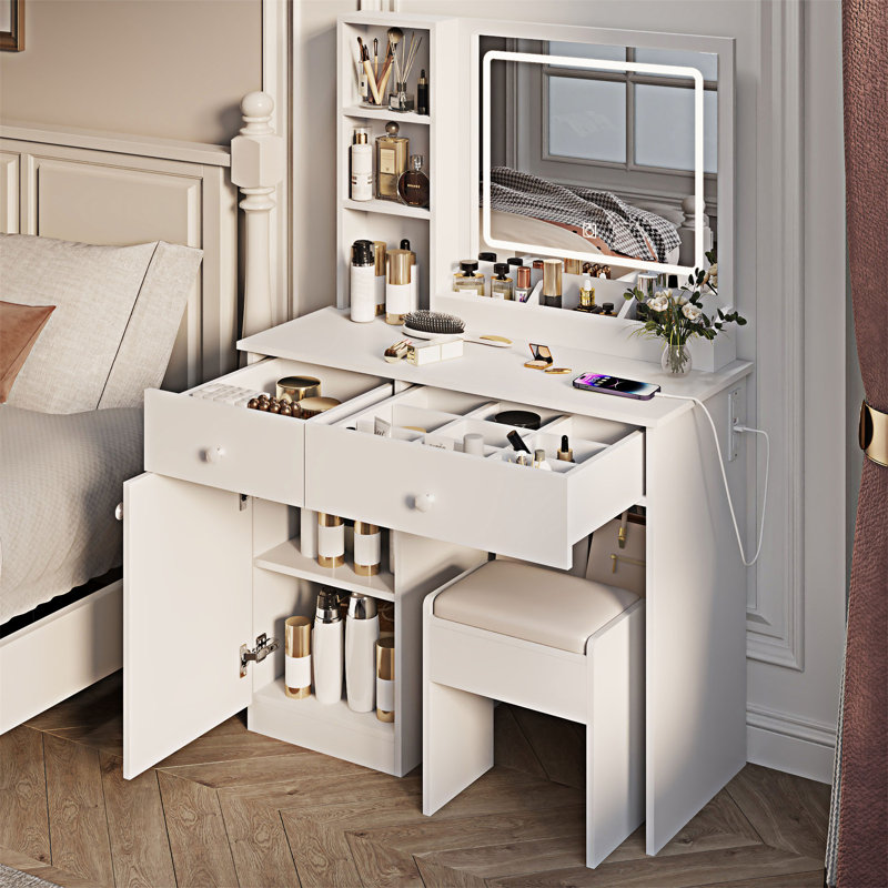 Table de coiffeuse avec miroir et lumières