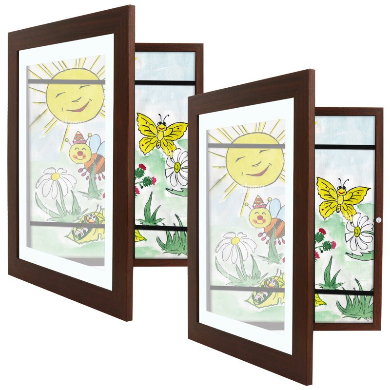 Fromberg 10 x 12.5 Front Open Kids Art Frame with Elastic Straps, Walnut