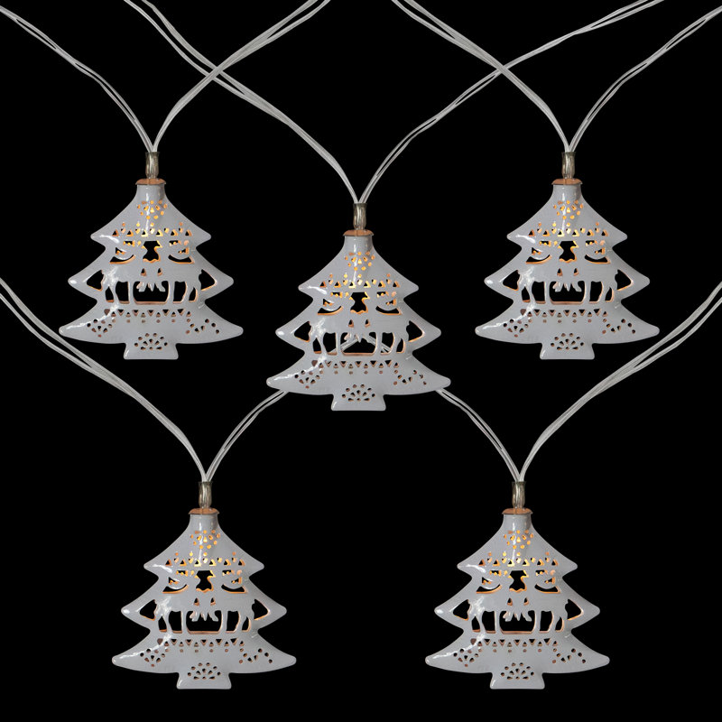 Arbre de Noël blanc chaud 10 lumières B / O avec lumières cerf - fil transparent 3 pi