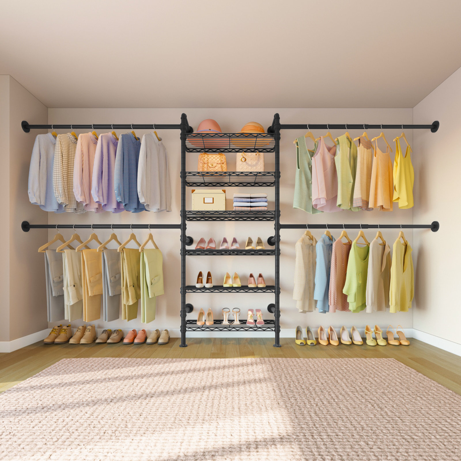 Timate P3 Expandable Wall Mounted Closet System for Hanging Clothes ...