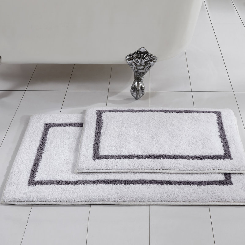 Ensemble de 2 tapis de bain Modern, Platine