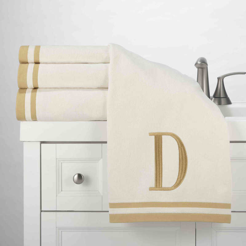 IVR/GLD Monogram Towel Set, Ivory, 3 Piece Towel Set